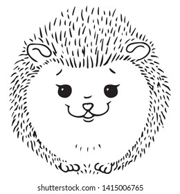 Hedgehog icon. Vector illustration of a cute cartoon hedgehog. Hand drawn smiling hedgehog.