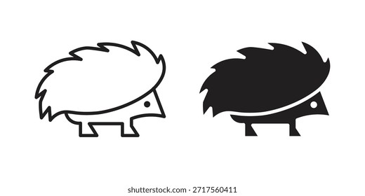 Iconos de erizo. Píxel perfecto. Icono de contorno de Vector. Concepto de logotipo plano.
