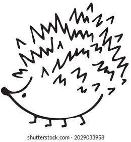 Hedgehog isolated on white background. Vector hand-drawn doodle illustration.