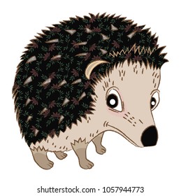 Hedgehog isolated on white. Vector cartoon illustration.