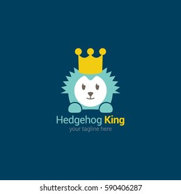 Hedgehog King logo Design Vector. Flat Style
