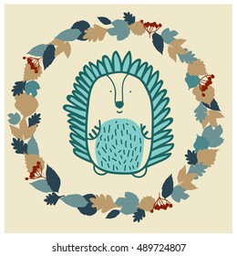 hedgehog and leaves
