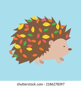 Hedgehog with leaves on its needles