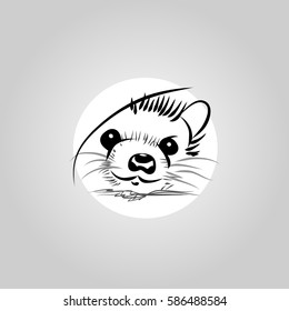 The hedgehog lines on a white background, the logo. Vector illustration