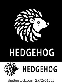 Hedgehog logo design featuring a stylized silhouette with intricate quill patterns