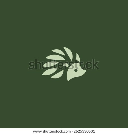 Hedgehog logo forming a leaf-shaped silhouette design.