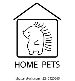 Hedgehog Logo. Home pets. National Hedgehog Day. Hedgehog Day Poster, February 2. Important day.Vector illustration.