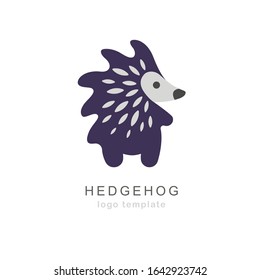 Hedgehog logo template. Cute vector logotype with stylized hedgehog isolated on white. Perfect logo or mascot for children sports team.