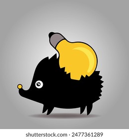 Hedgehog logotype, creative design studio logo, smart, wise, steampunk, futuristic concept sign, colorful, silhouette, cute cartoon 