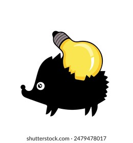 Hedgehog logotype, creative design studio logo, smart, wise, steampunk, futuristic concept sign, colorful, silhouette, cute cartoon 