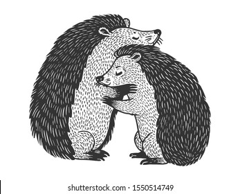 Hedgehog love couple hug