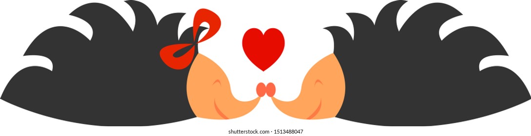 Hedgehog in love, illustration, vector on white background.