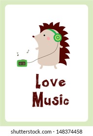 hedgehog loves music