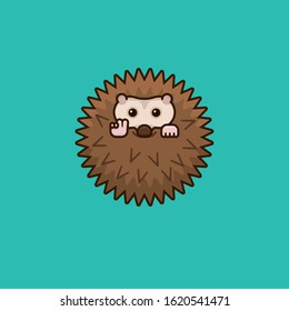 Hedgehog making peace or victory sign illustration for Hedgehog Day on February 2. Small cute animal color vector symbol