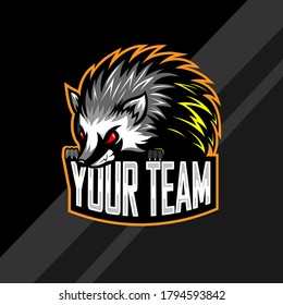 hedgehog mascot logo with black and grey background