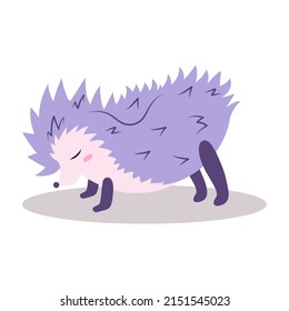 hedgehog meditation. Forest animals meditate. Animal yoga. Vector flat cute cartoon illustration