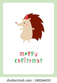 hedgehog merry christmas card