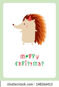 hedgehog merry christmas card