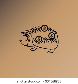 Hedgehog ,money box, icon vector