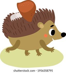 Hedgehog and mushroom vector illustration