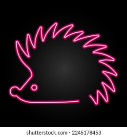 hedgehog neon sign, modern glowing banner design, colorful modern design trends on black background. Vector illustration.