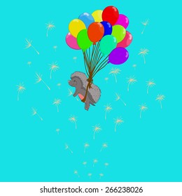 hedgehog on balloons with dandelions