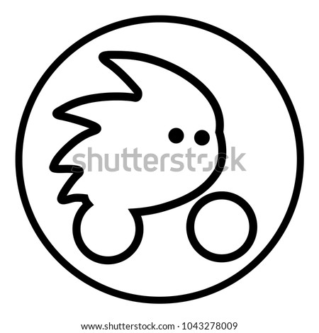 Hedgehog on a bicycle. Simle line logo.
