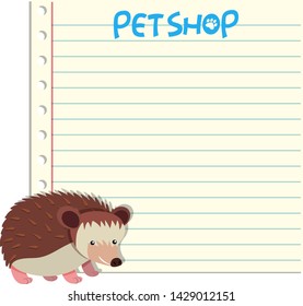Hedgehog en la ilustración de la plantilla de notas