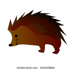 Hedgehog on a white background. Cartoon styling. Brown-orange. Vector Illustration.