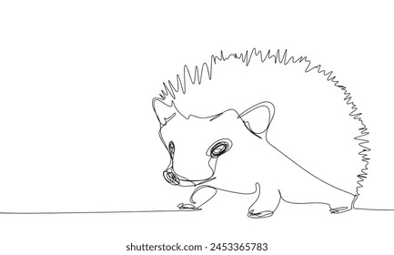 Hedgehog one line continuous. Line art Hedgehog. Hand drawn vector art.