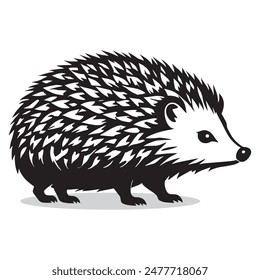 Hedgehog outline and symbols. Dark level variety basic exquisite white foundation Hedgehog animal vector and silhouette icon.