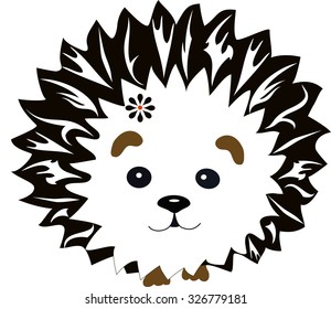 hedgehog with a pattern, an animal from the wood, the animation character, an animal with drawing, hedgehog needles from lines, a mammal with a flower, the wild nature, a wild creature, forest fauna, 