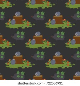 hedgehog, pattern, vector illustration 