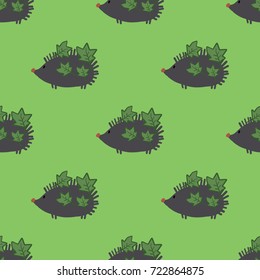 hedgehog, pattern, vector illustration 