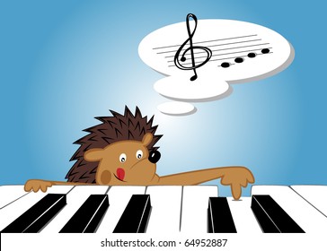 hedgehog and a piano