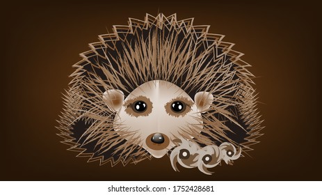 hedgehog. the picture is drawn with a brush
