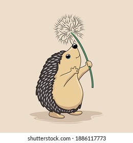 Hedgehog Play Dandelion Flower Flying Cartoon Porcupine