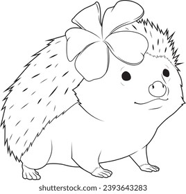 Hedgehog Plumeria Flower Animal Vector Graphic Art Illustration