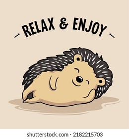 Hedgehog Relax and Enjoy Cartoon Porcupine 