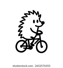 A hedgehog rides a bicycle