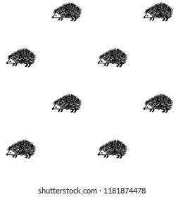Hedgehog seamless pattern vector background. Cute small animal design, doodle porcupine, textile or fabric for children clothes.