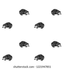 Hedgehog seamless pattern vector background. Cute small animal design, doodle porcupine, textile or fabric for children clothes.