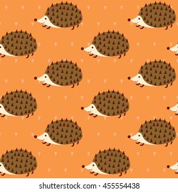 Hedgehog seamless pattern. Vector illustration 