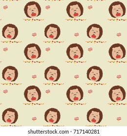Hedgehog seamless pattern. Vector illustration