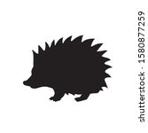 Hedgehog shadow black silhouette. Vector icon of forest animal.