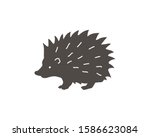 Hedgehog shadow black silhouette. Vector icon of forest animal.