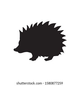 Hedgehog shadow black silhouette. Vector icon of forest animal.