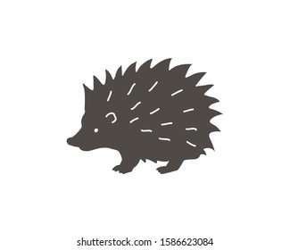 Hedgehog shadow black silhouette. Vector icon of forest animal.