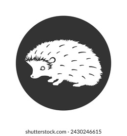 Hedgehog shadow black silhouette. Vector icon of forest animal