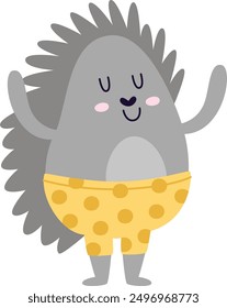 Hedgehog In Shorts Hand Drawn Vector Illustration